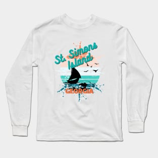 St. Simons Island Retro Vintage Exploding Sunset Long Sleeve T-Shirt